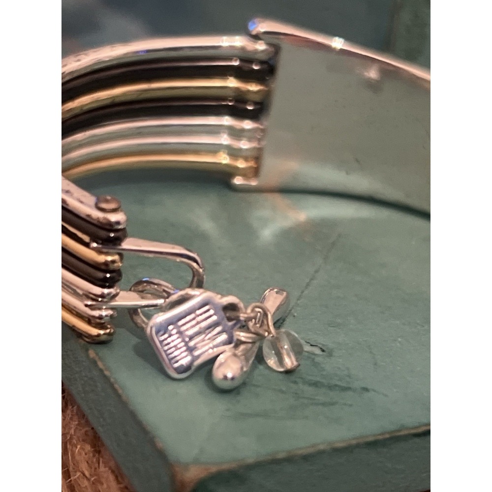 ALM Soho Branded Silver Plate Shabby Chic Mixed Metal Clamper Bangle Bracelet - Picture 7 of 7